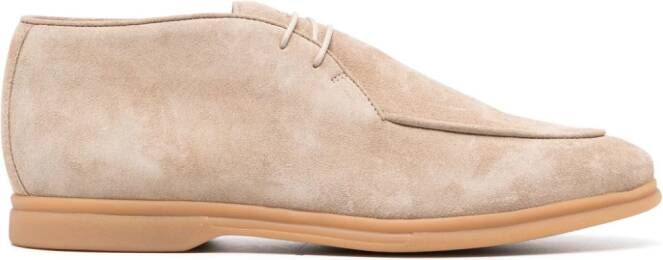 Eleventy almond-toe suede derby shoes Neutrals