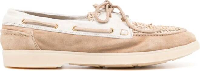 Eleventy woven-panel boat shoes Neutrals