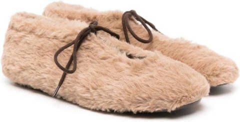 Eli1957 faux-fur lace-up ballerina shoes Brown