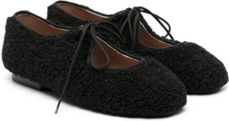 Eli1957 shearling lace-up ballerina shoes Black