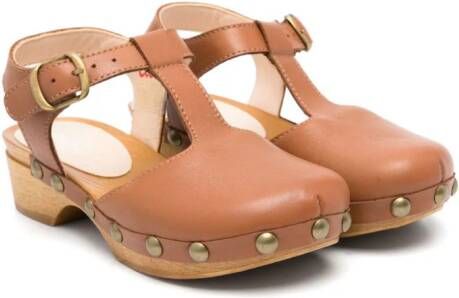 Eli1957 stud-detail leather sandals Brown