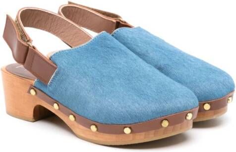Eli1957 stud-detailing fur-design clogs Blue