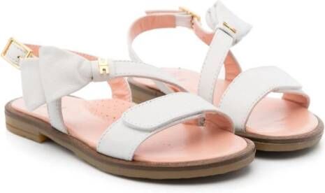 Elisabetta Franchi La Mia Bambina logo-plaque leather sandals White
