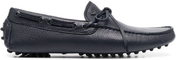 Emporio Armani bow-detail leather loafers Blue
