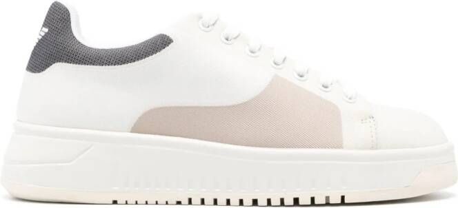 Emporio Armani colour-block lace-up sneakers Neutrals