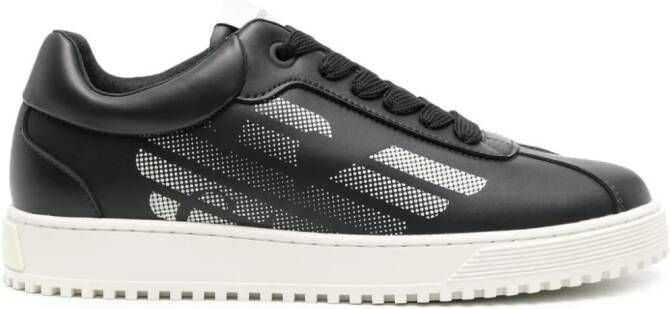 Emporio Armani eagle-print leather sneakers Blue