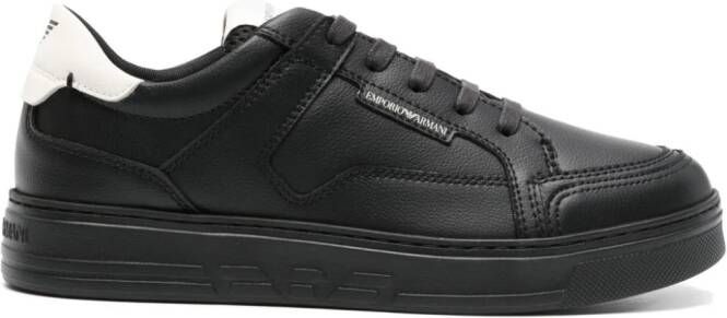 Emporio Armani lace-up leather sneakers Black