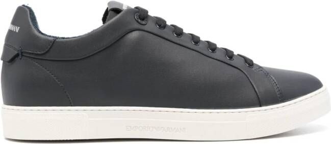 Emporio Armani lace-up leather sneakers Blue