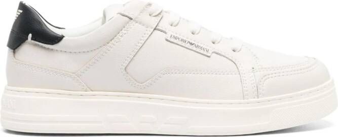 Emporio Armani lace-up leather sneakers White
