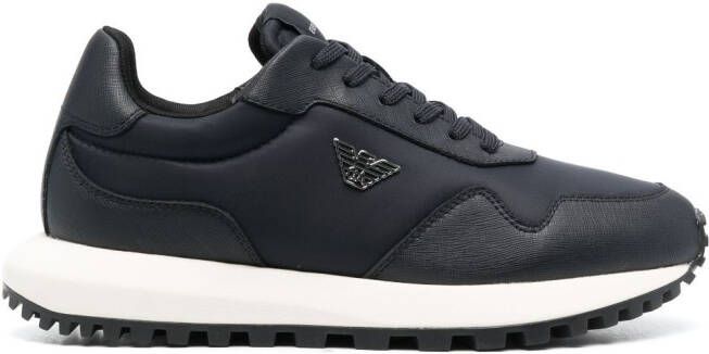 Emporio Armani logo-appliqué panelled sneakers Blue