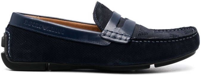 Emporio Armani logo-embossed loafers Blue