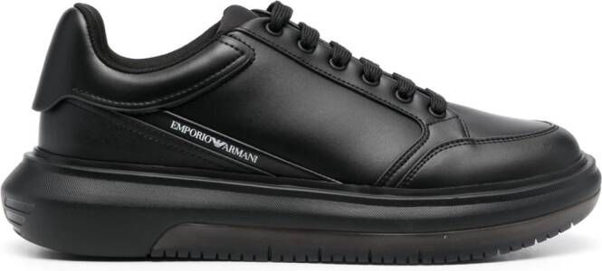 Emporio Armani logo-print leather sneakers Black