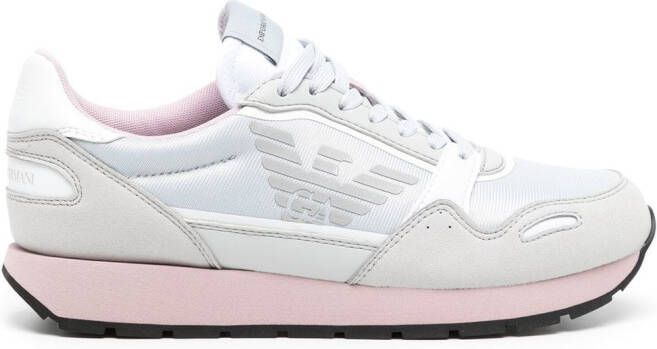 Emporio Armani panelled logo-print sneakers Grey