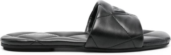 Emporio Armani Eagle-motif quilted sandals Black