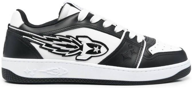 Enterprise Japan logo-detail leather sneakers Black