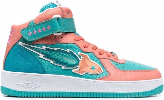 Enterprise Japan rocket patch high-top sneakers Blue