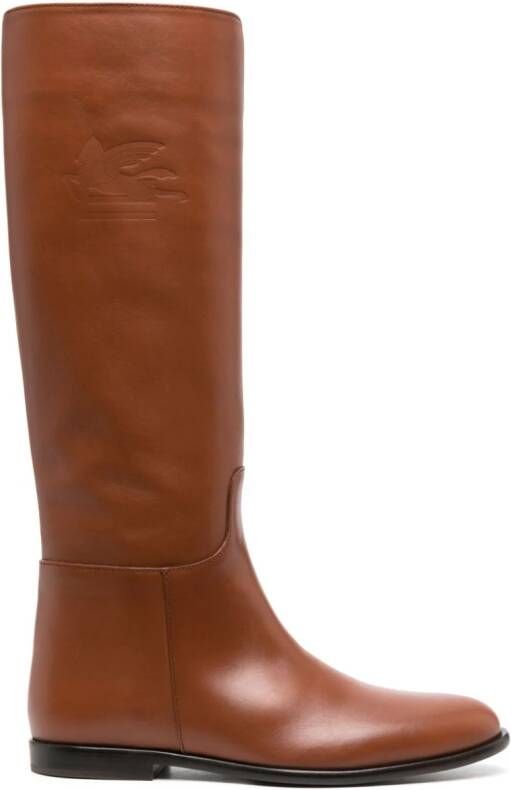 ETRO debossed-logo leather boots Brown