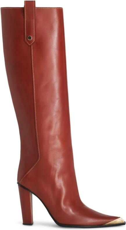 ETRO metallic toe-cap knee-high boots Red