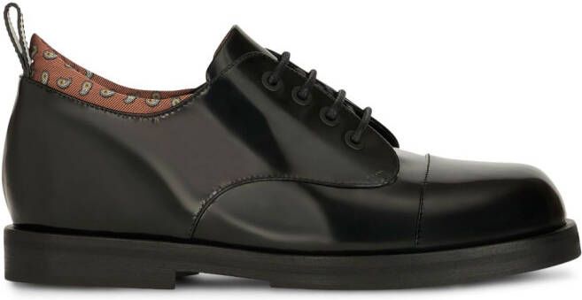 ETRO paisley-print leather Derby shoes Black