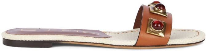 ETRO studded leather slides Brown