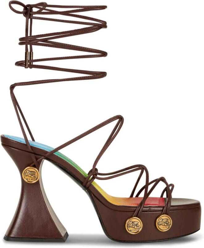 ETRO tie-fastening platform sandals Brown