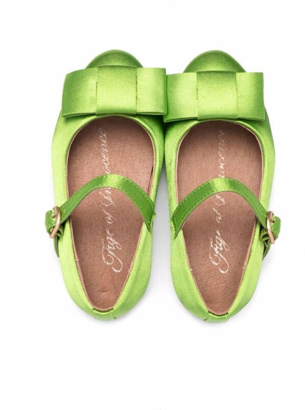 Age of Innocence Ellen bow-detail ballerina shoes Green
