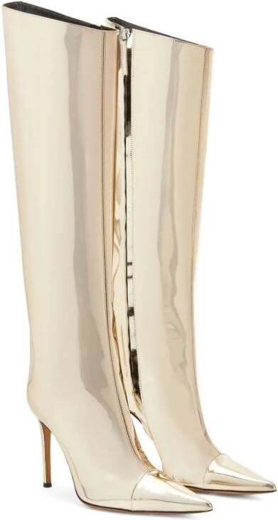 Alexandre Vauthier 105mm metallic knee-high boots Gold