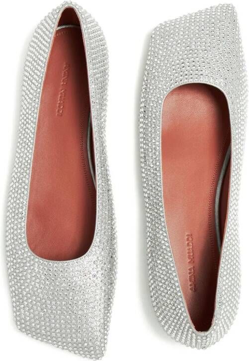 Amina Muaddi Ane crystal-embellished ballerina shoes Silver