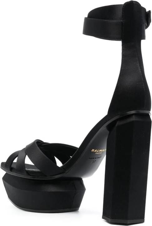 Balmain Ava 130mm satin platform sandals Black