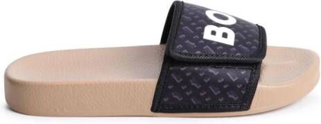 BOSS Kidswear logo-print slides Black