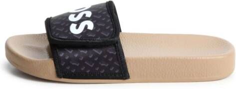 BOSS Kidswear logo-print slides Black