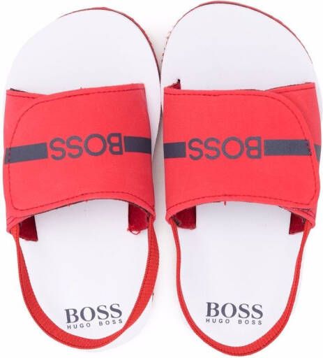 BOSS Kidswear logo-print touch-strap sandals Red