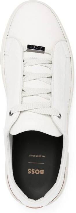 BOSS logo-plaque leather sneakers White