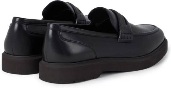 Brunello Cucinelli crystal-embellished leather loafers Black