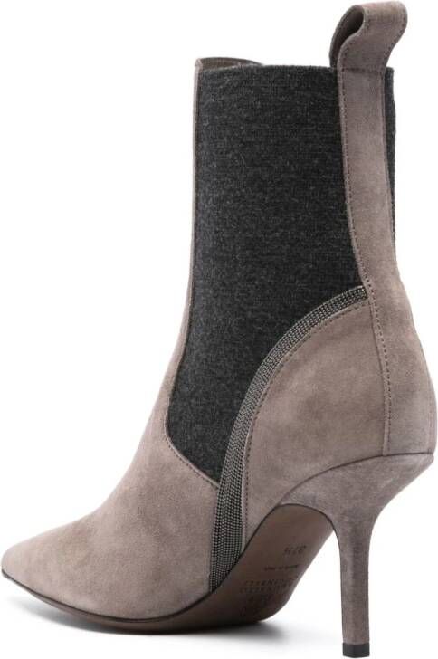Brunello Cucinelli Monili chain-detail leather 85mm boots Grey