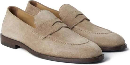 Brunello Cucinelli suede penny loafers Neutrals