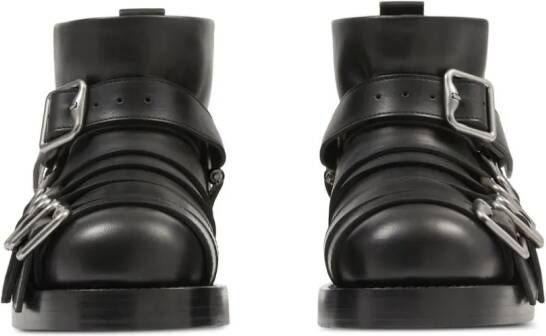 Burberry buckled leather biker boots Black
