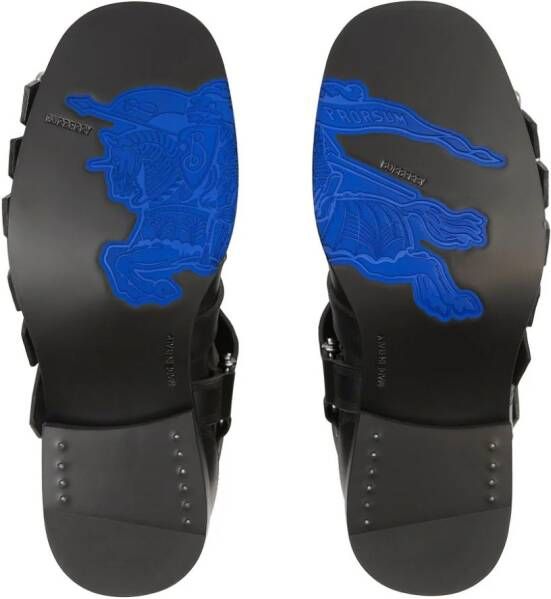 Burberry buckled leather biker boots Black