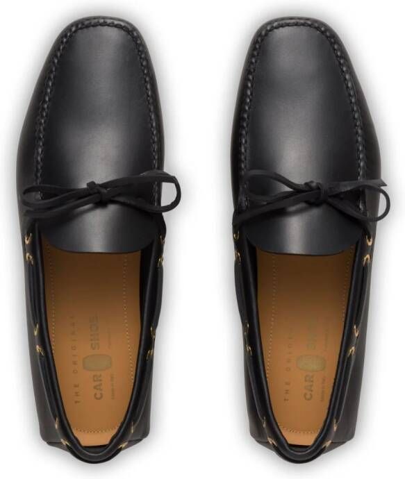 Car Shoe bow-detail leather driving shoes Black