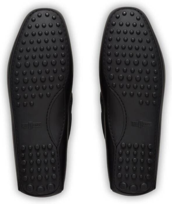 Car Shoe bow-detail leather driving shoes Black