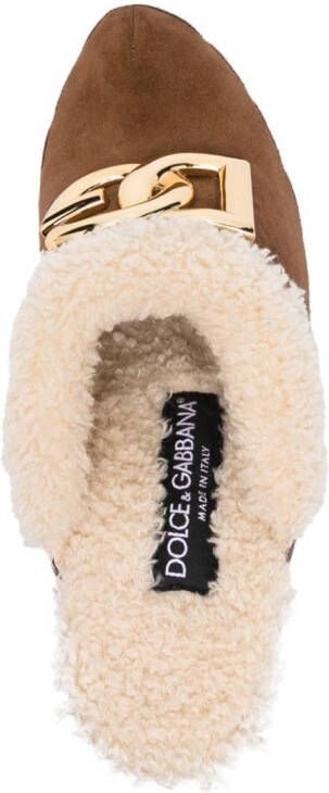 Dolce & Gabbana 130mm suede platform clogs Brown