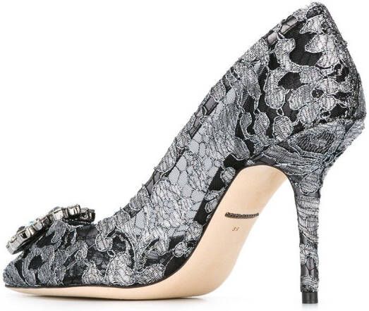 Dolce & Gabbana Rainbow Lace 90mm brooch-detail pumps Black - Picture 2