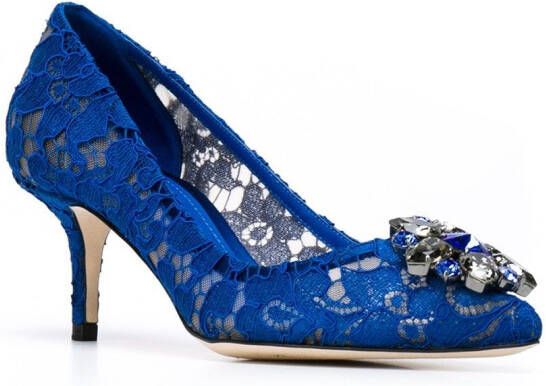 Dolce & Gabbana Rainbow Lace 60mm brooch-detail pumps Blue - Picture 1