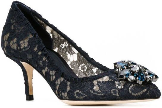 Dolce & Gabbana lace-detail 75mm heeled pumps Blue - Picture 1