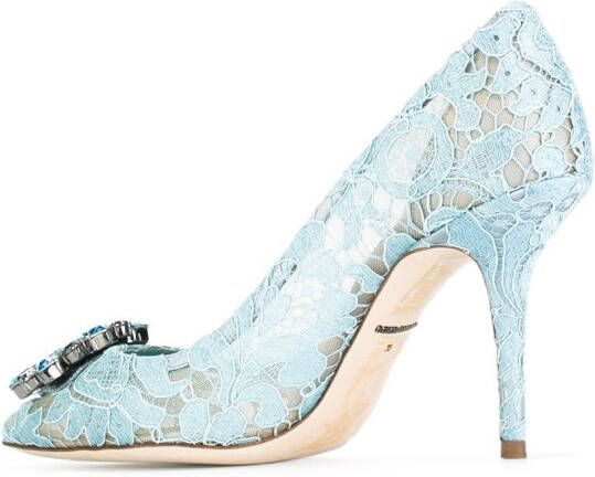 Dolce & Gabbana 90mm Rainbow Lace brooch-detail pumps Blue - Picture 1