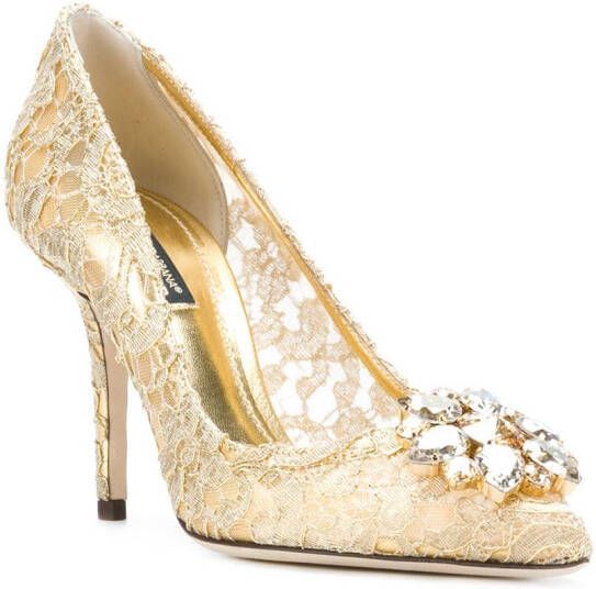 Dolce & Gabbana 90mm lace rainbow pumps Gold - Picture 1