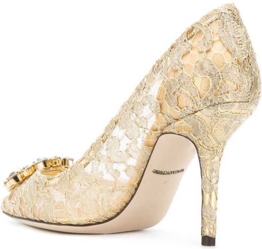 Dolce & Gabbana 90mm lace rainbow pumps Gold - Picture 2