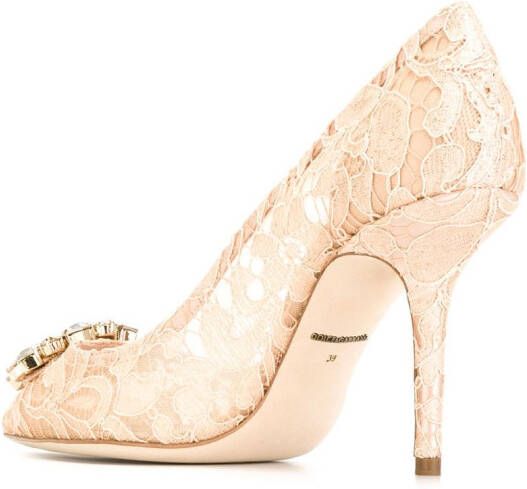 Dolce & Gabbana Rainbow Lace 90mm brooch-detail pumps Neutrals - Picture 2
