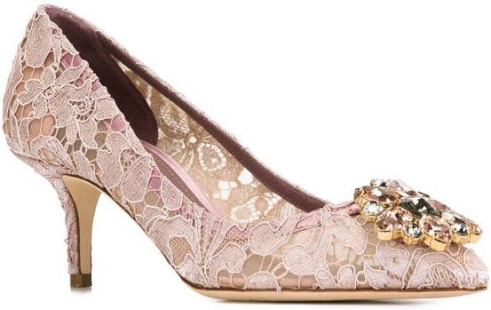 Dolce & Gabbana Rainbow Lace 60mm brooch-detail pumps Pink - Picture 1