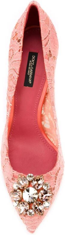 Dolce & Gabbana 90mm Lace Rainbow brooch-detail pumps Pink - Picture 2